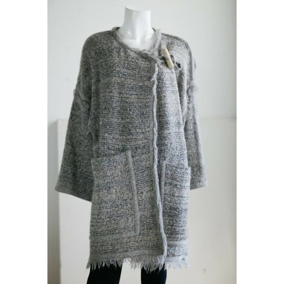 Chloé Thick Knit Boho Lagen Look LArge Toggle Button Massive Pockets Sweater L - Picture 2 of 12